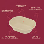 250ml Chuk Bleach-Free Sugarcane Bagasse Compostable Bowl | Zero Waste | Disposable| Eco-Friendly| Microwaveable | Ovenable | Freezable