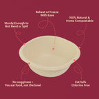 180ml Chuk Bleach-Free Sugarcane Bagasse Compostable Bowl | Zero Waste | Disposable| Eco-Friendly| Microwave, Oven & Freezer Safe