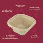 350ml Container with lid |Chuk Bleach-Free Sugarcane Bagasse| Compostable| Zero Waste | Disposable| Eco-Friendly| Microwave, Oven, Freezer Safe