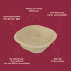 750ml Container with lid |Chuk Bleach-Free Sugarcane Bagasse| Compostable| Zero Waste | Disposable| Eco-Friendly| Microwave, Oven, Freezer Safe