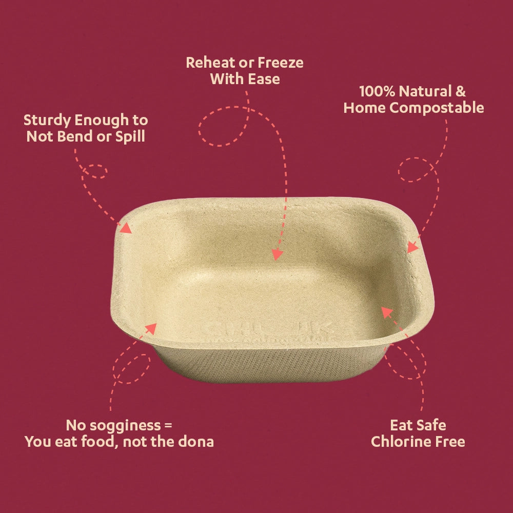4" Chuk Bleach-Free Sugarcane Bagasse Compostable Bowl | Zero Waste | Disposable| Eco-Friendly| Microwave, Oven & Freezer Safe