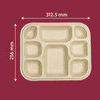 8 compartment Chuk Bleach-Free Sugarcane Bagasse Compostable Plate | Zero Waste | Disposable| Eco-Friendly| Microwave, Oven & Freezer Safe