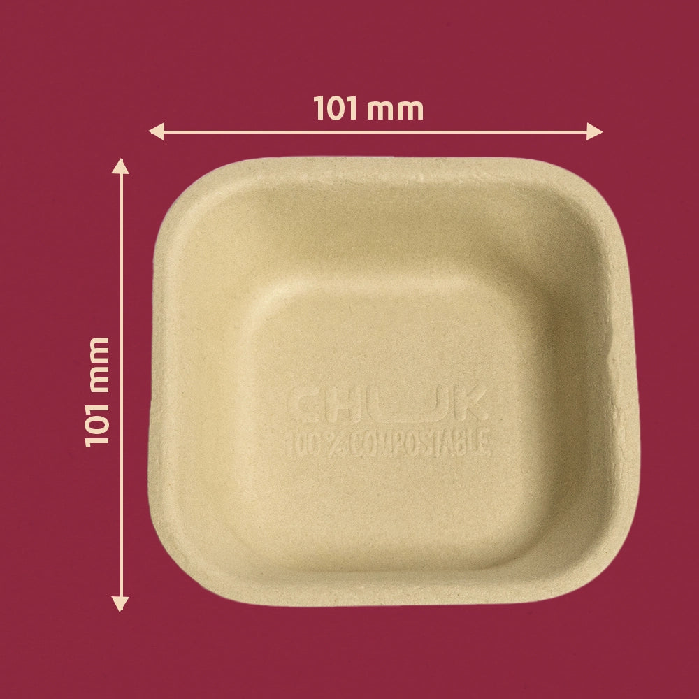 4" Chuk Bleach-Free Sugarcane Bagasse Compostable Bowl | Zero Waste | Disposable| Eco-Friendly| Microwave, Oven & Freezer Safe