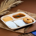 3 compartment Chuk Bleach-Free Sugarcane Bagasse Compostable Plate | Zero Waste | Disposable| Eco-Friendly| Microwave, Oven & Freezer Safe