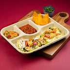 4 compartment Chuk Bleach-Free Sugarcane Bagasse Compostable Plate | Zero Waste | Disposable| Eco-Friendly| Microwave, Oven & Freezer Safe