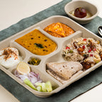 5 compartment Chuk Bleach-Free Sugarcane Bagasse Compostable Plate | Zero Waste | Disposable| Eco-Friendly| Microwave, Oven & Freezer Safe