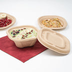 350ml Container with lid |Chuk Bleach-Free Sugarcane Bagasse| Compostable| Zero Waste | Disposable| Eco-Friendly| Microwave, Oven, Freezer Safe