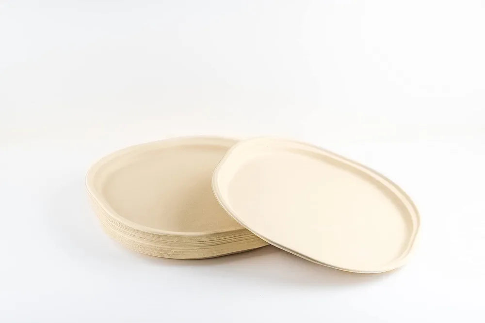 9" Chuk Bleach-Free Sugarcane Bagasse Compostable Plate | Zero Waste | Disposable| Eco-Friendly| Microwave, Oven & Freezer Safe