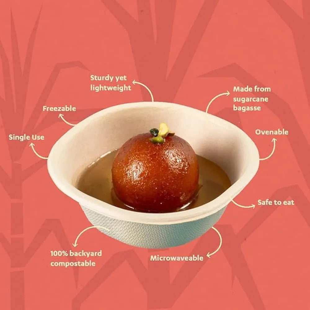 180ml Chuk Bleach-Free Sugarcane Bagasse Compostable Bowl | Zero Waste | Disposable| Eco-Friendly| Microwave, Oven & Freezer Safe