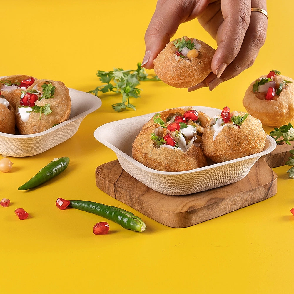 4" Chuk Bleach-Free Sugarcane Bagasse Compostable Bowl | Zero Waste | Disposable| Eco-Friendly| Microwave, Oven & Freezer Safe